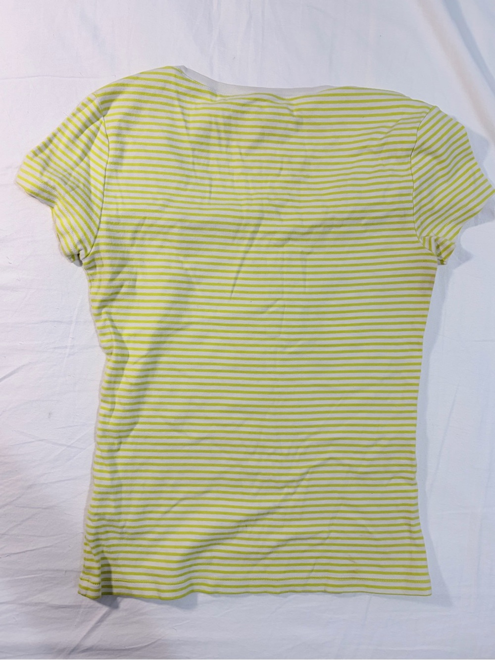 Tommy Hilfiger Yellow & White Striped V-Neck Tee - Picture 3 of 3